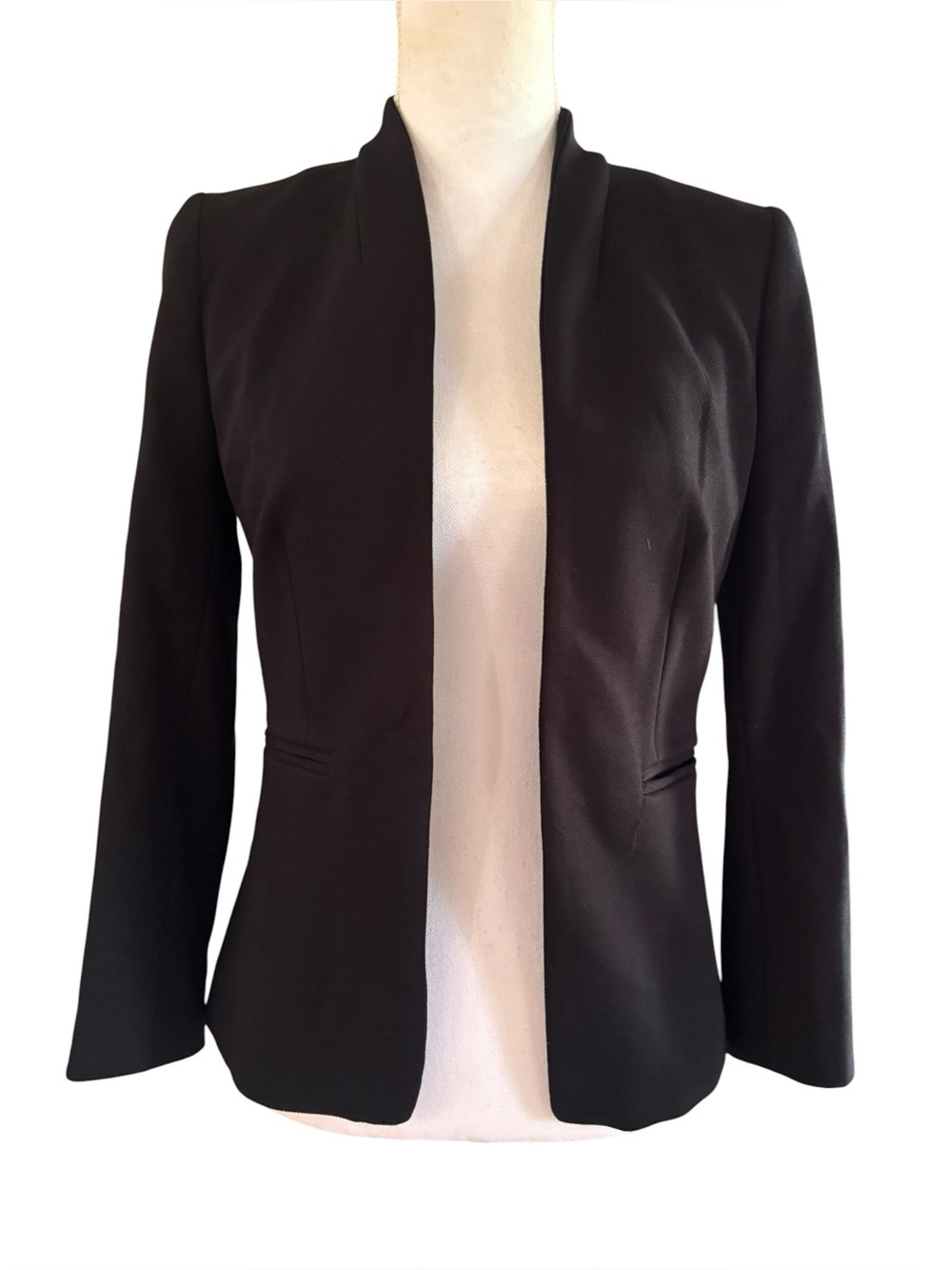 J.Crew 365 Black Open Front Blazer Small Tailored Career Office Jacket